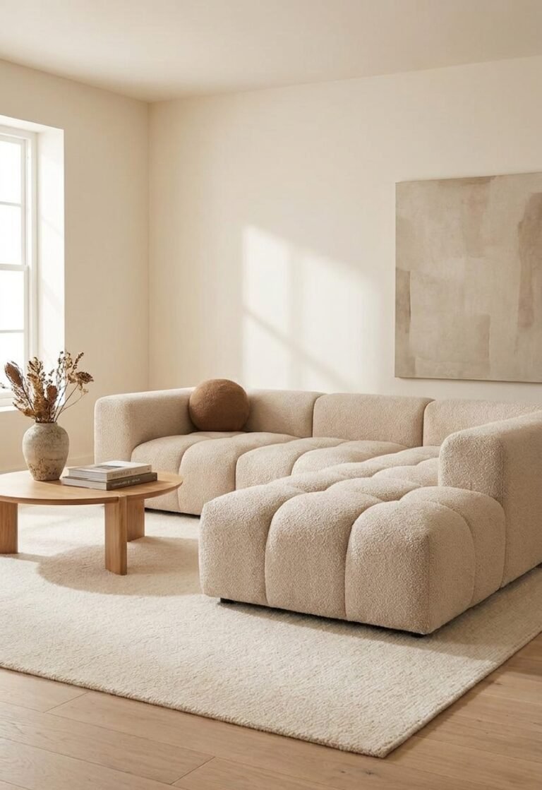 Bubble L Sectional Sofa – in a living room with a round coffee table